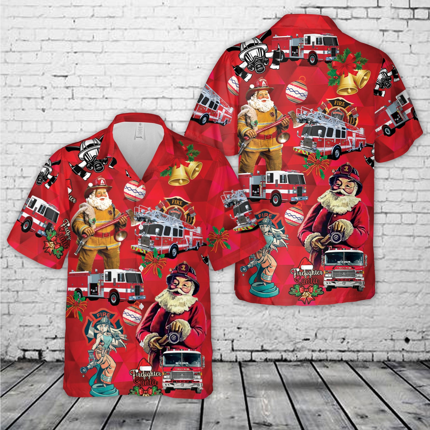 Firefighter Fire Truck Christmas Hawaiian Shirt