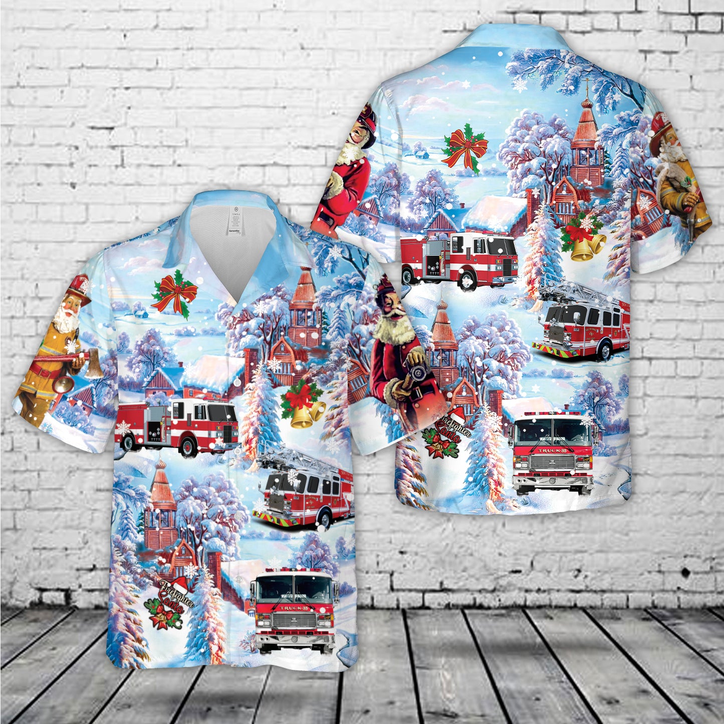 Firefighter Fire Truck Christmas Hawaiian Shirt
