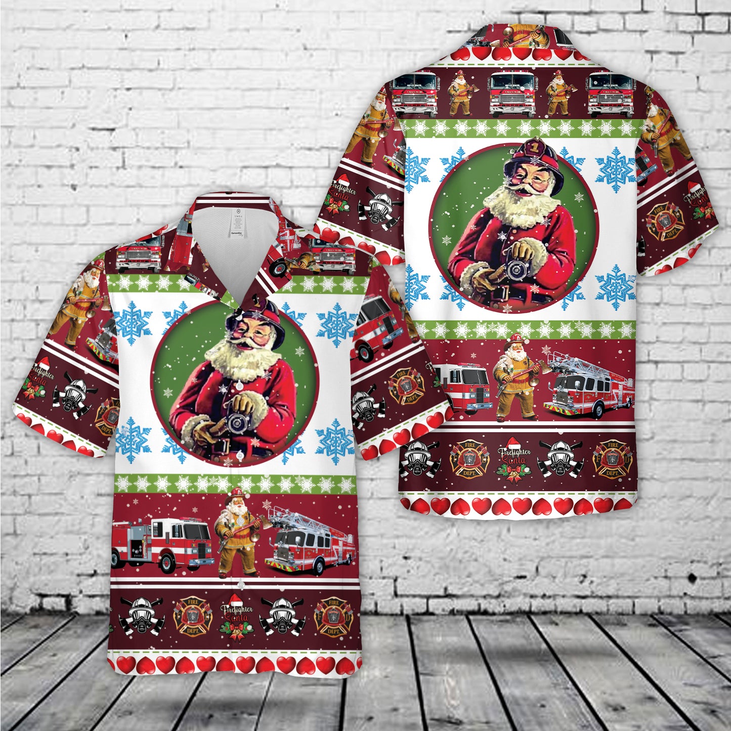 Firefighter Fire Truck Christmas Hawaiian Shirt
