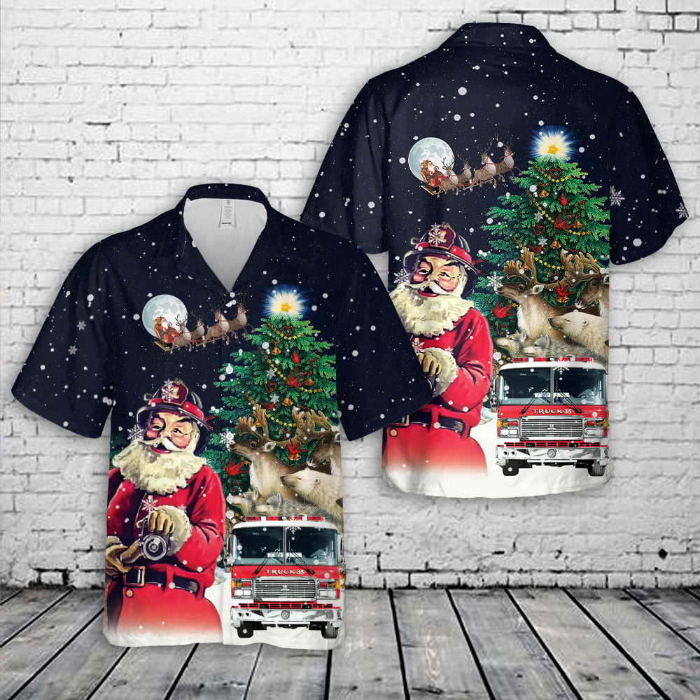 Firefighter Fire Truck Christmas Hawaiian Shirt