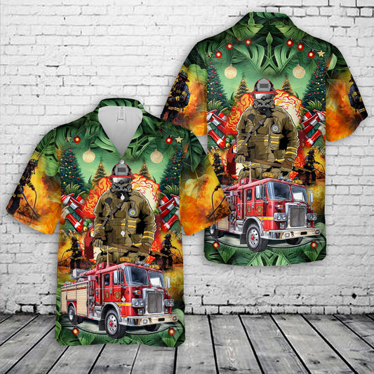 Firefighter Fire Truck Christmas Hawaiian Shirt