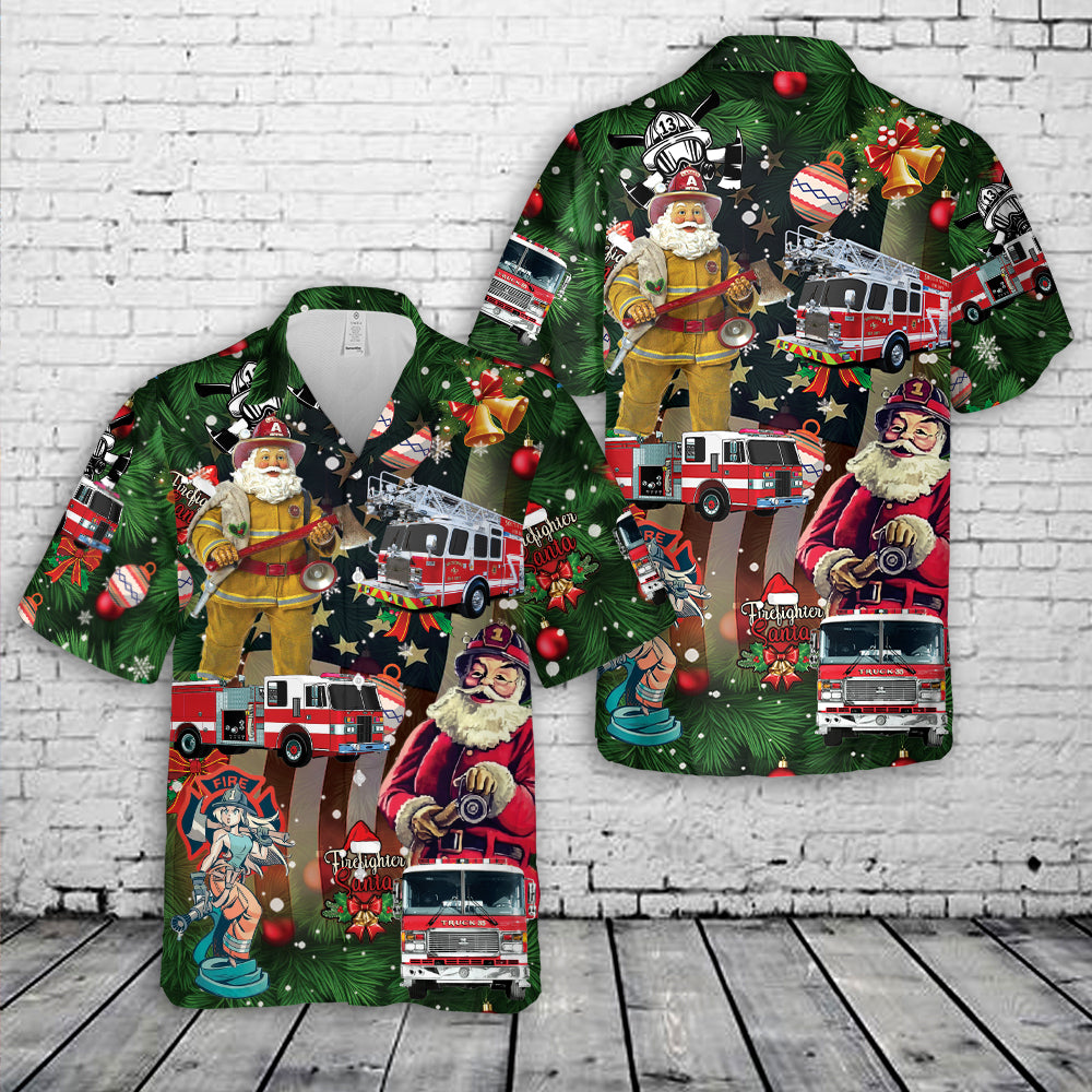 Firefighter Fire Truck Christmas Hawaiian Shirt