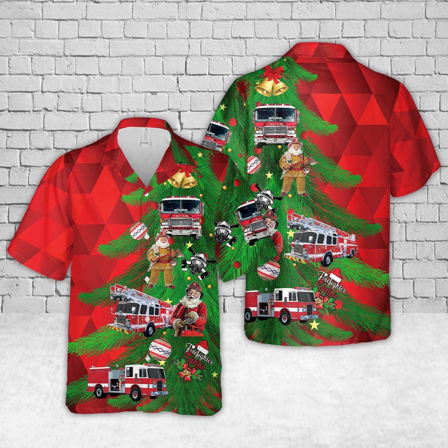 Firefighter Fire Truck Christmas Hawaiian Shirt