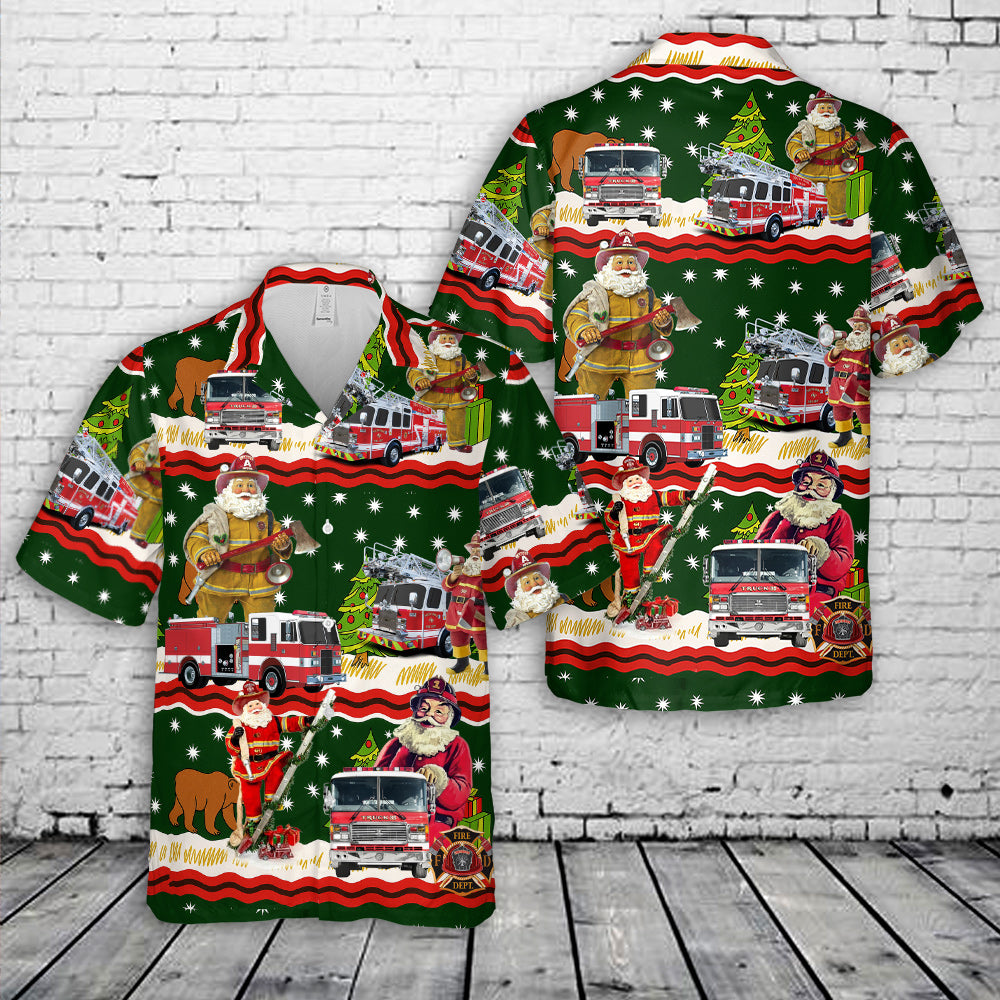 Firefighter Fire Truck Christmas Hawaiian Shirt