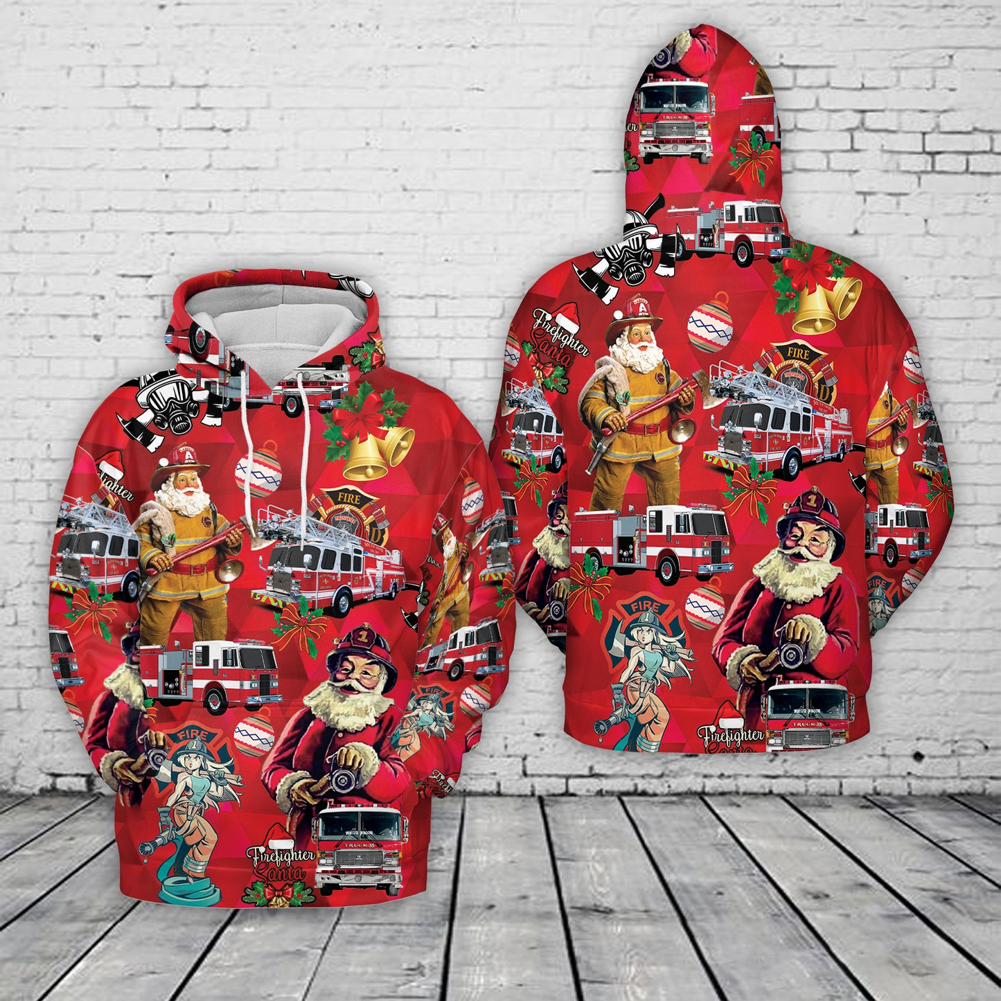 Firefighter Fire Truck Christmas Hoodie 3D