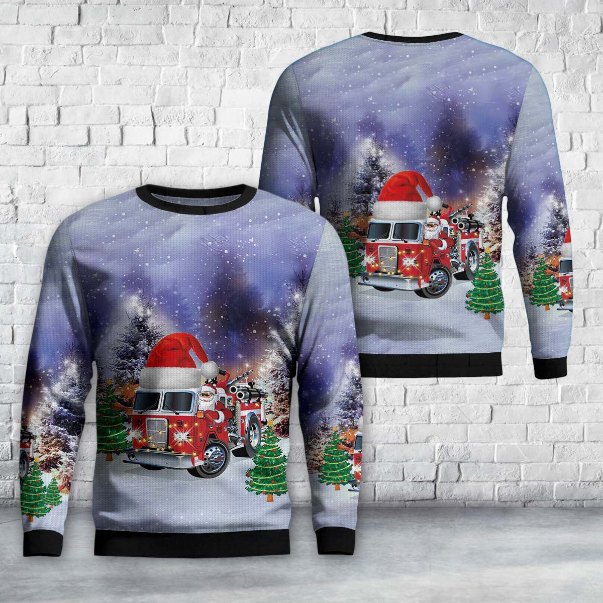 Firefighter Fire Truck Christmas Sweater