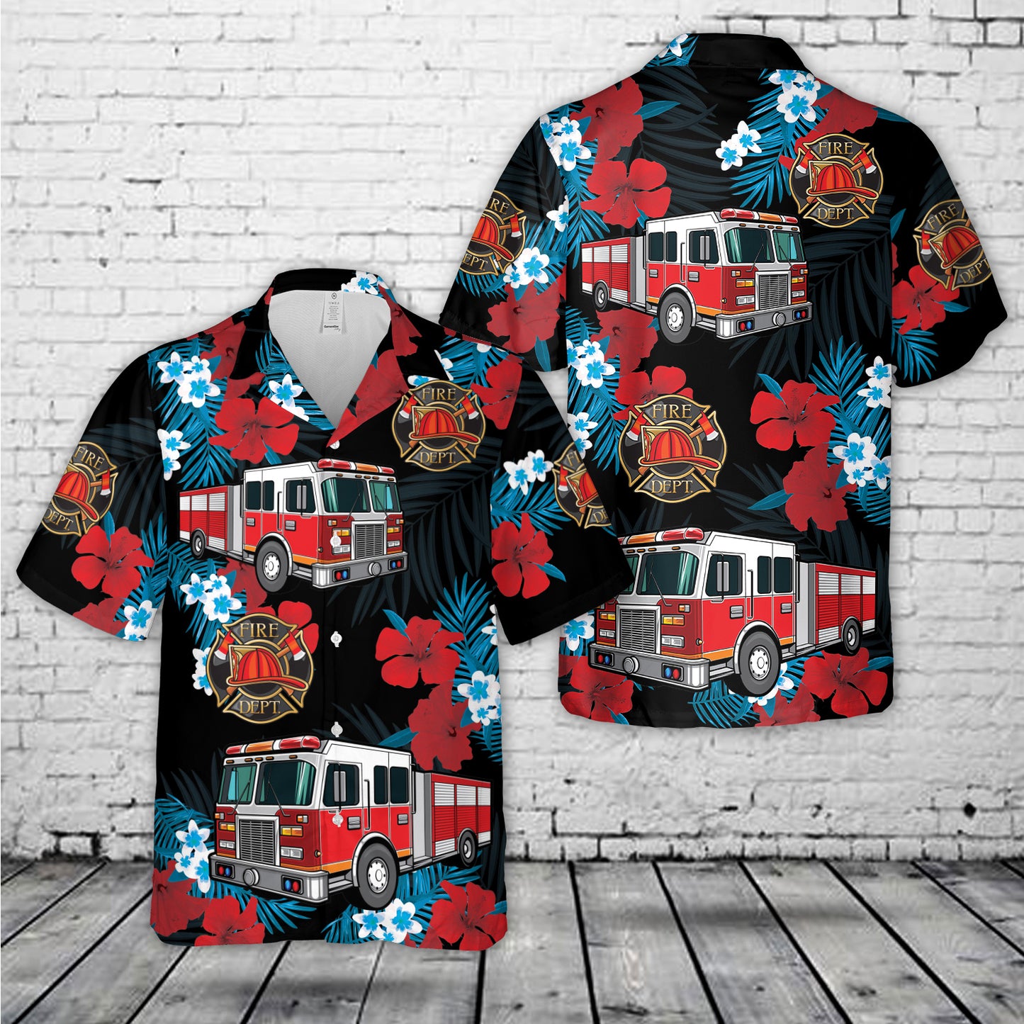 Firefighter Fire Truck, 4th Of July Hawaiian Shirt