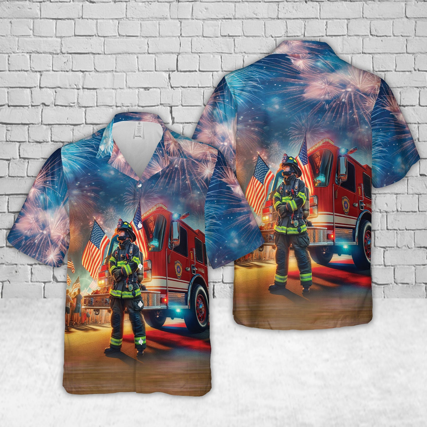 Firefighter Fire Truck, 4th Of July Hawaiian Shirt
