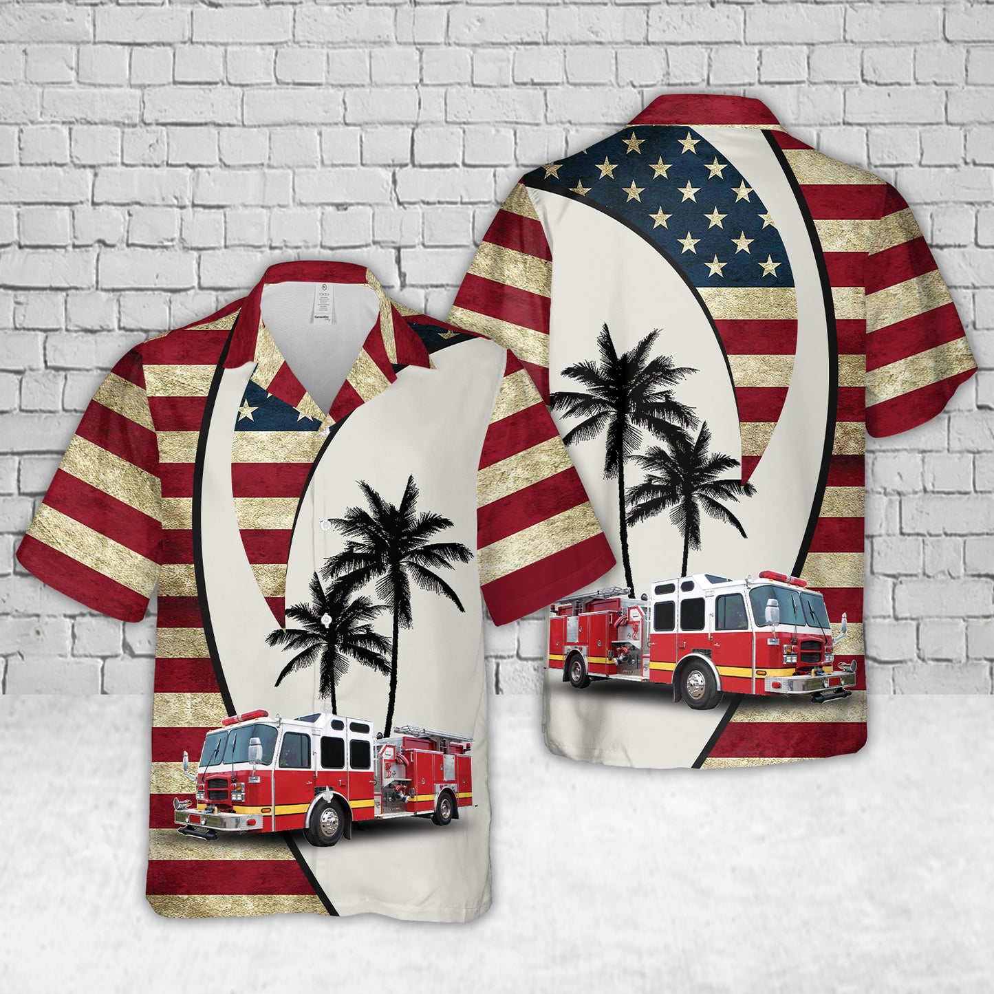 Firefighter Fire Truck, 4th Of July Hawaiian Shirt