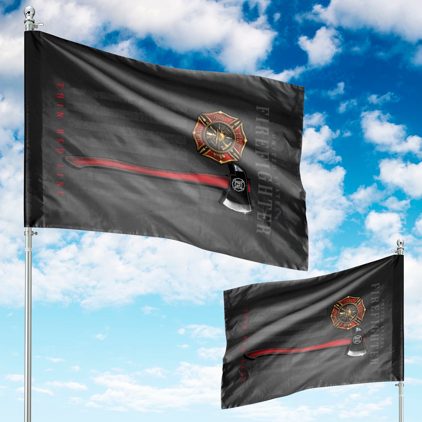 Firefighter Patriotic House Flag