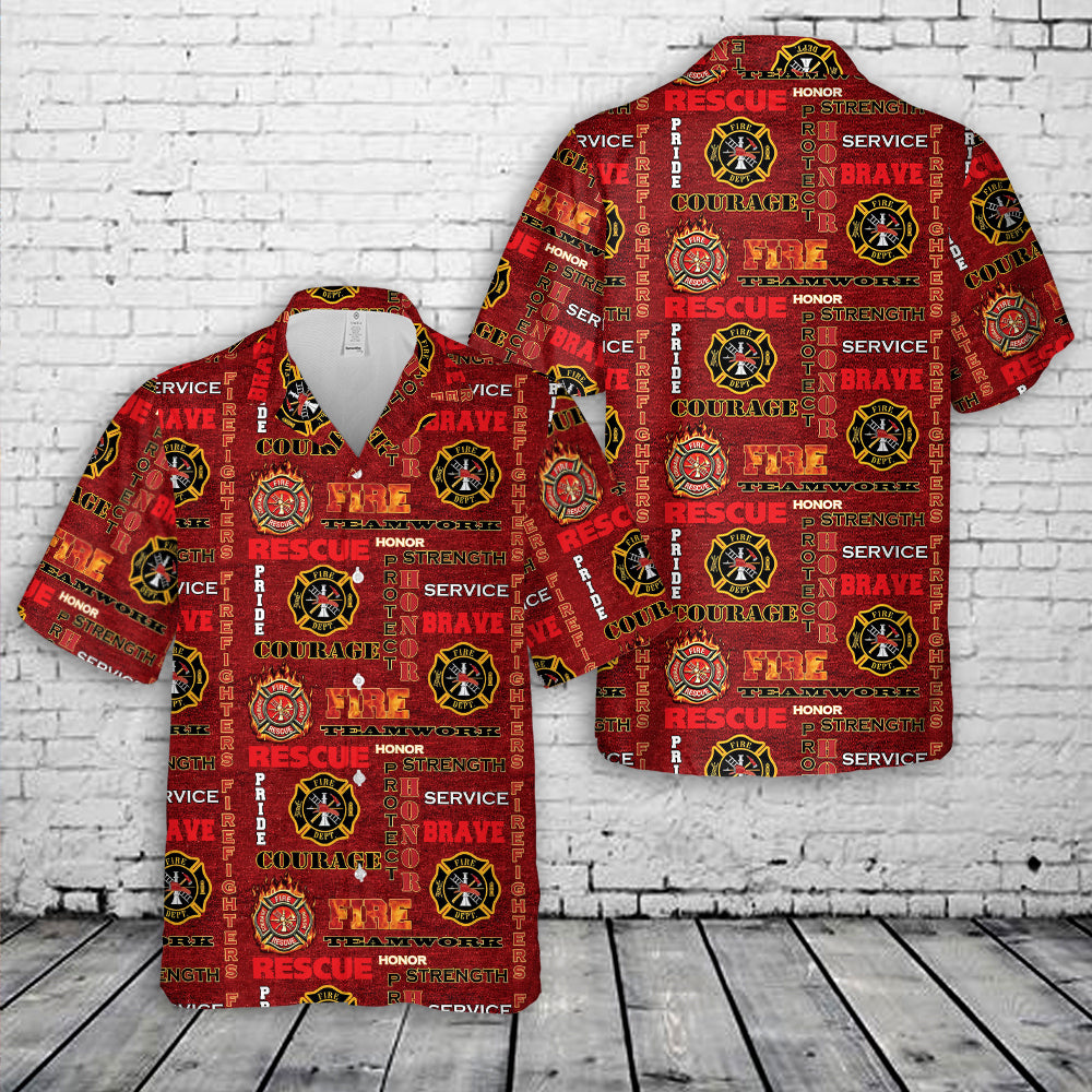 Firefighter Red Hawaiian Shirt