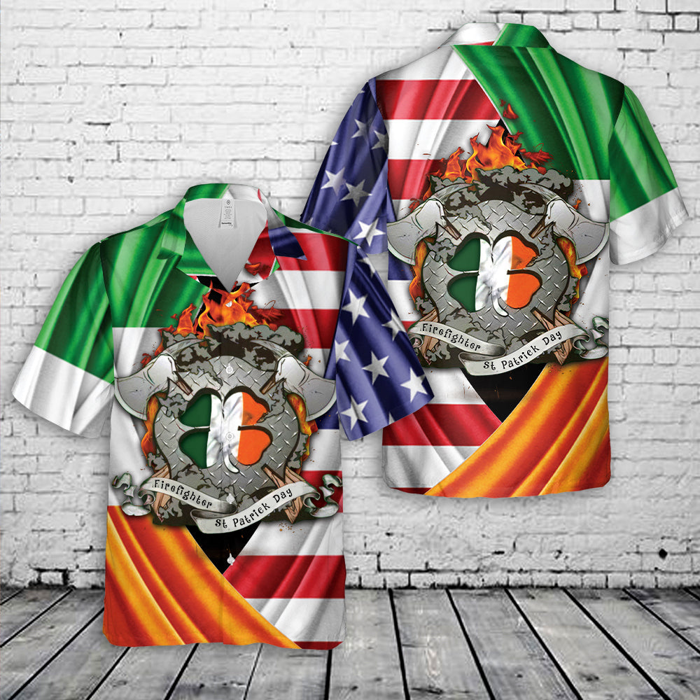 Firefighter Saint Patrick's Day Leprechaun Hawaiian Shirt