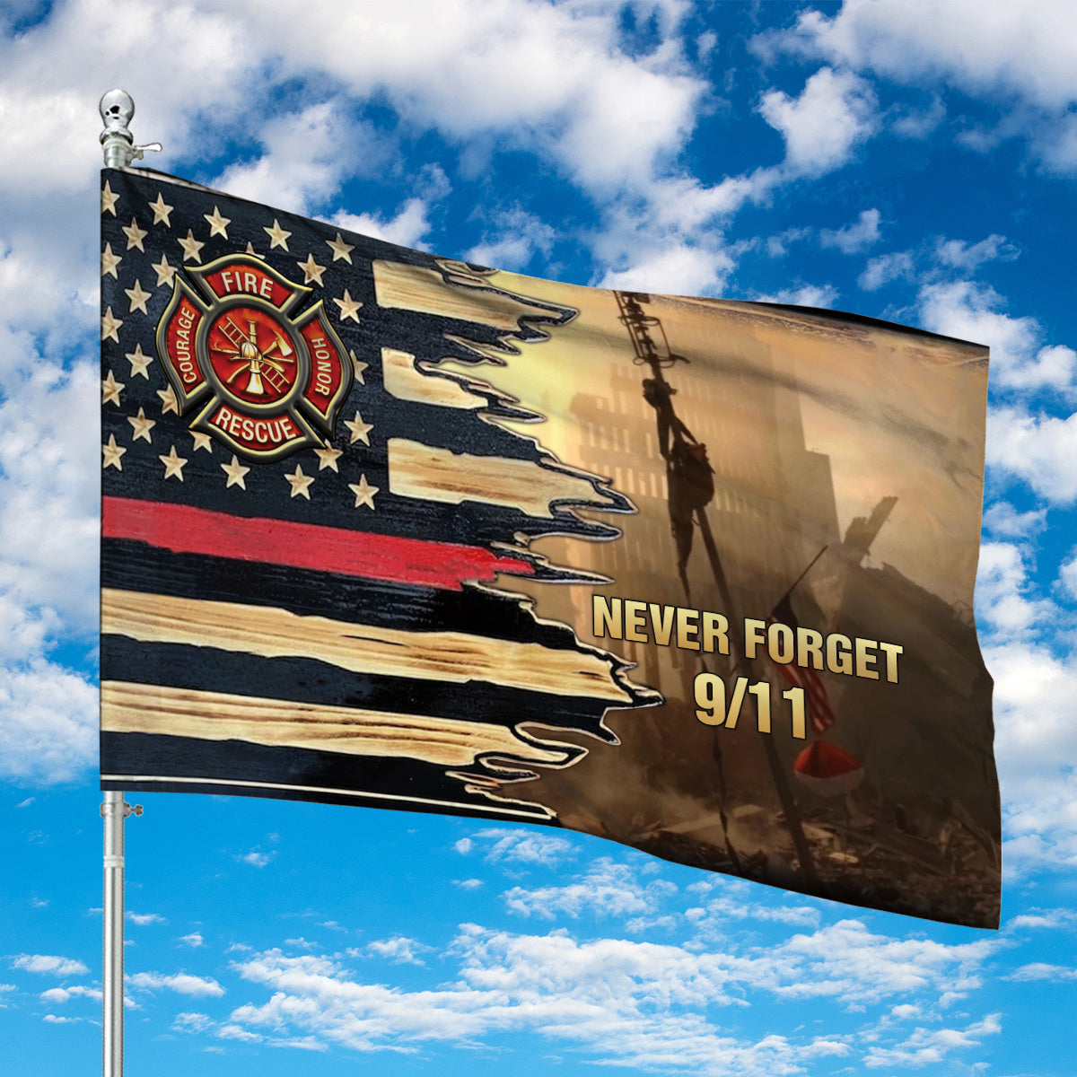 Firefighters Never Forget 20th Anniversary 9/11 House Flag