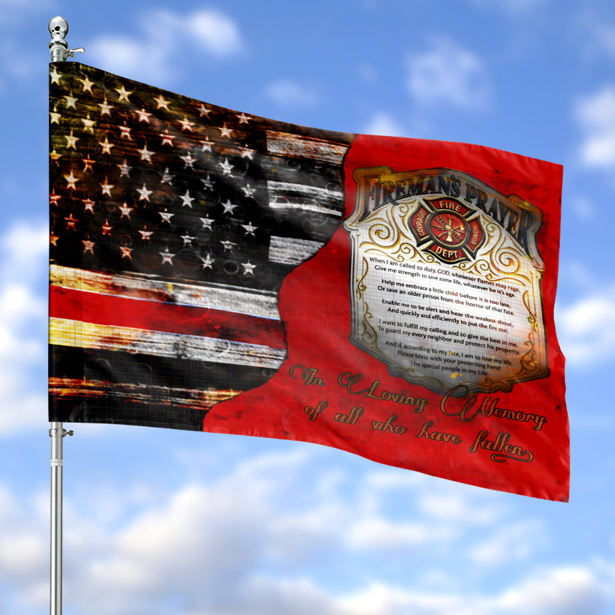 Fireman Flag Prayer House Flag