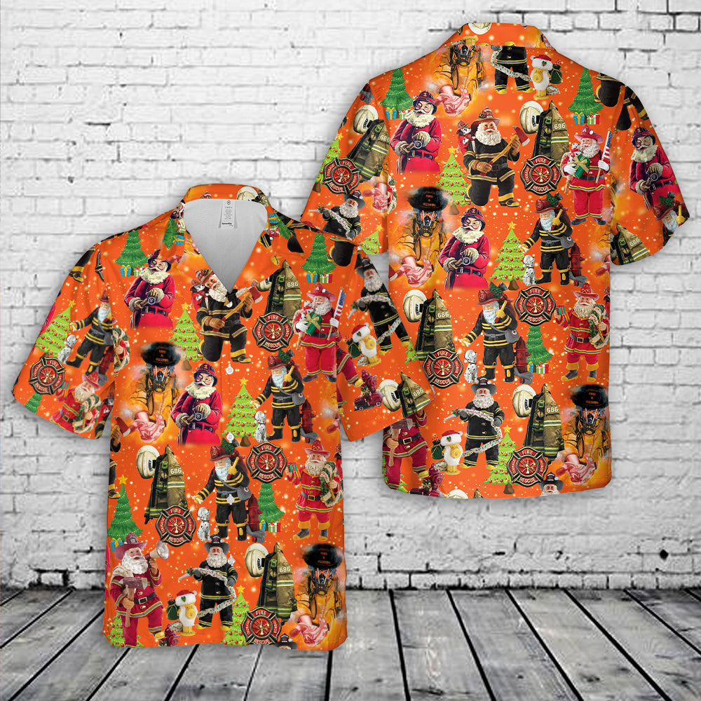 Fireman Santa Christmas Hawaiian Shirt