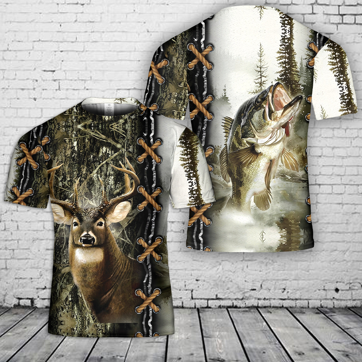 Fishing And Deer Camo 3D T-Shirt