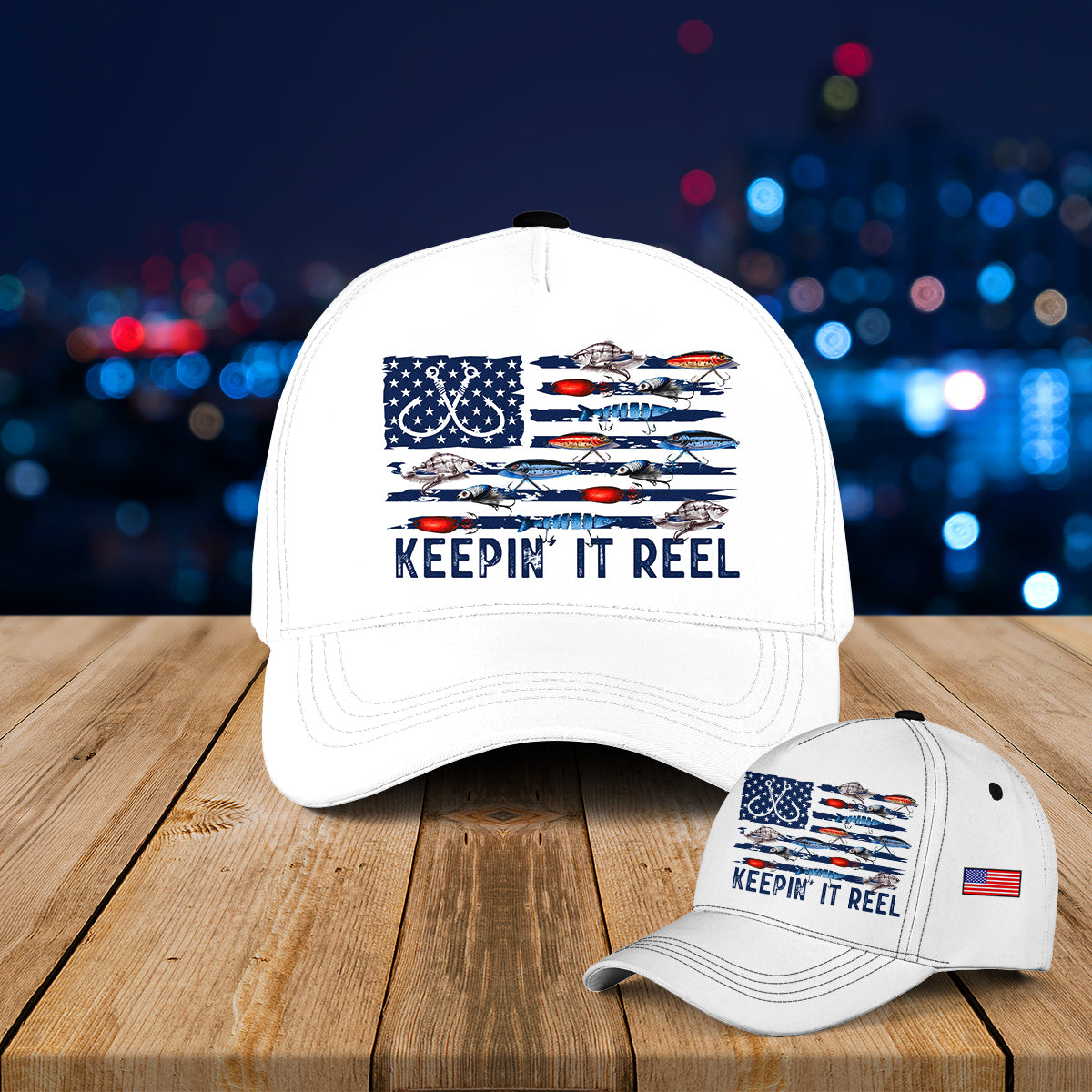 Fishing Lure Flag Baseball Cap