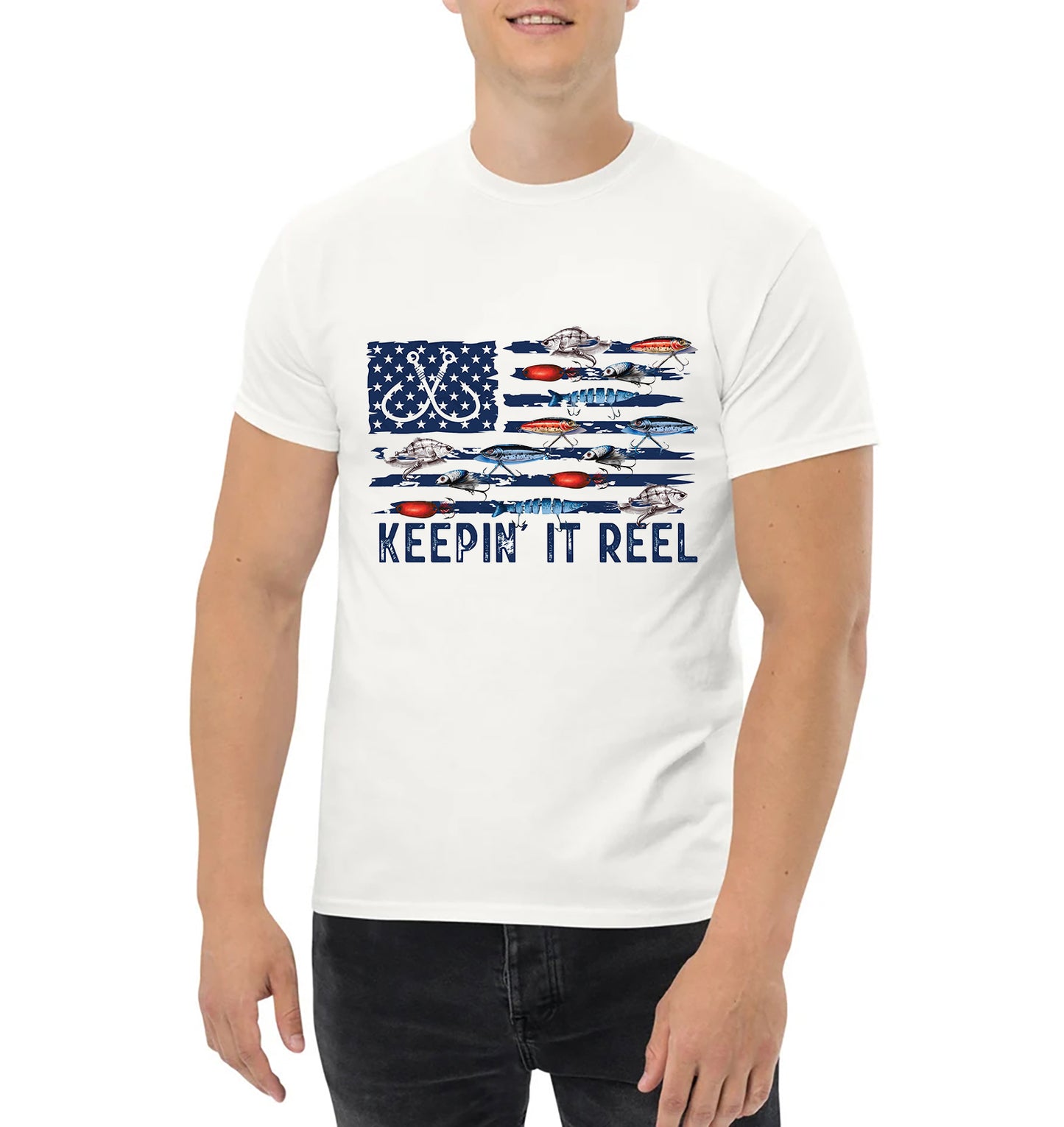 Fishing Lure Flag Classic Unisex T-Shirt Gildan 5000 (Made In US)