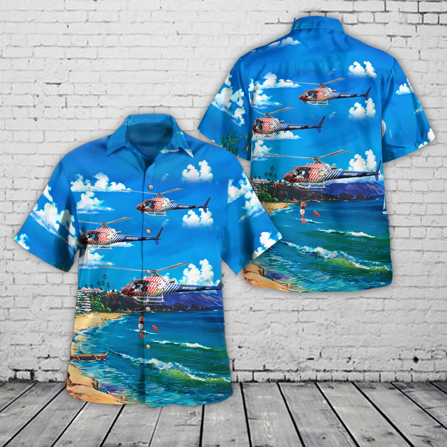 Flagler County, Florida, Flagler County Fire Rescue (FCFR) Helicopter Fireflight Hawaiian Shirt