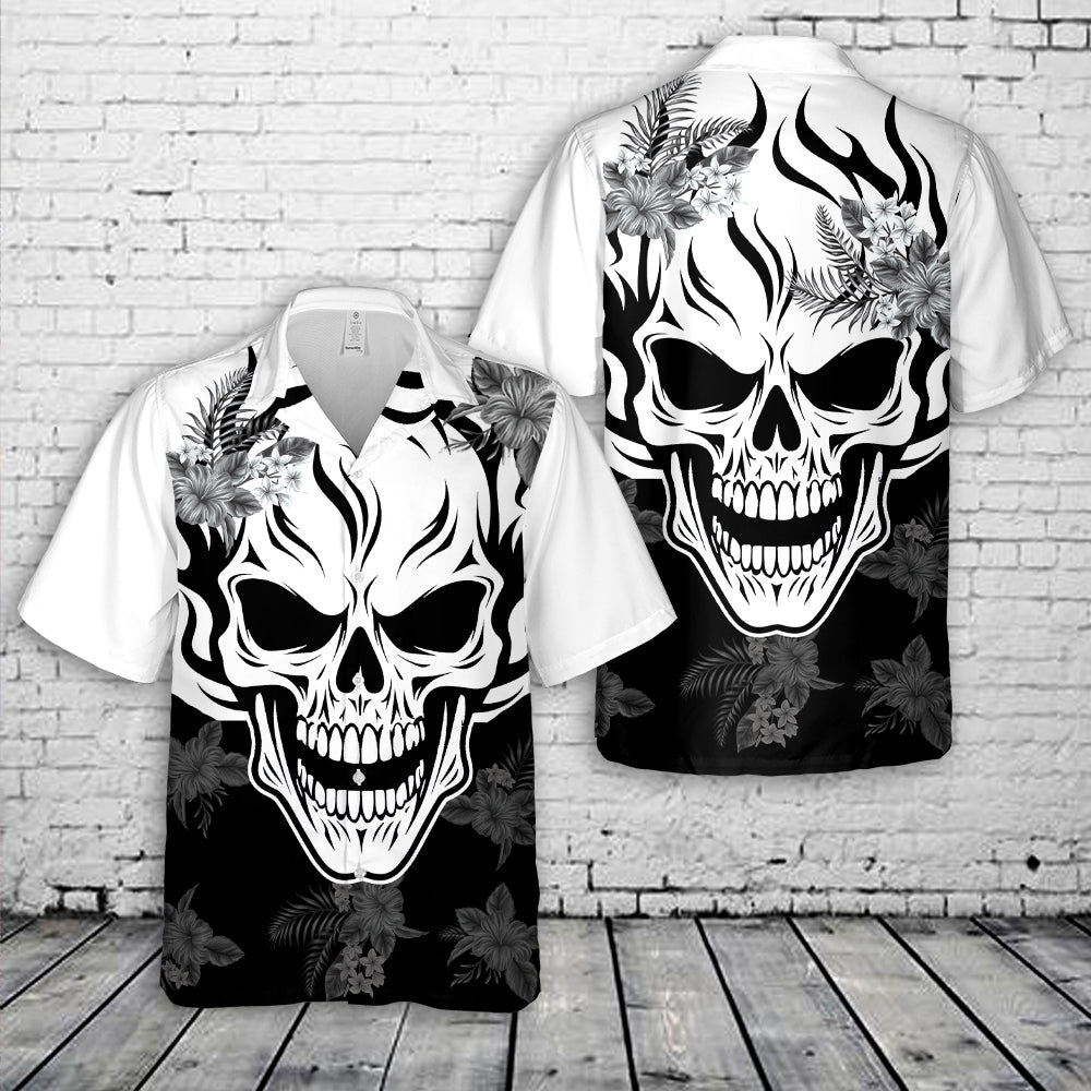 Flaming Skull Hawaiian Shirt