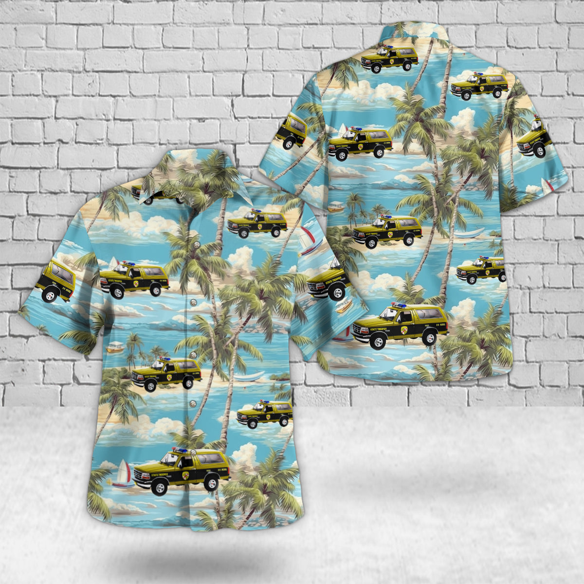Ford Bronco 1996 Maryland State Police State Trooper "Bloodhound Search Team K-9" Hawaiian Shirt