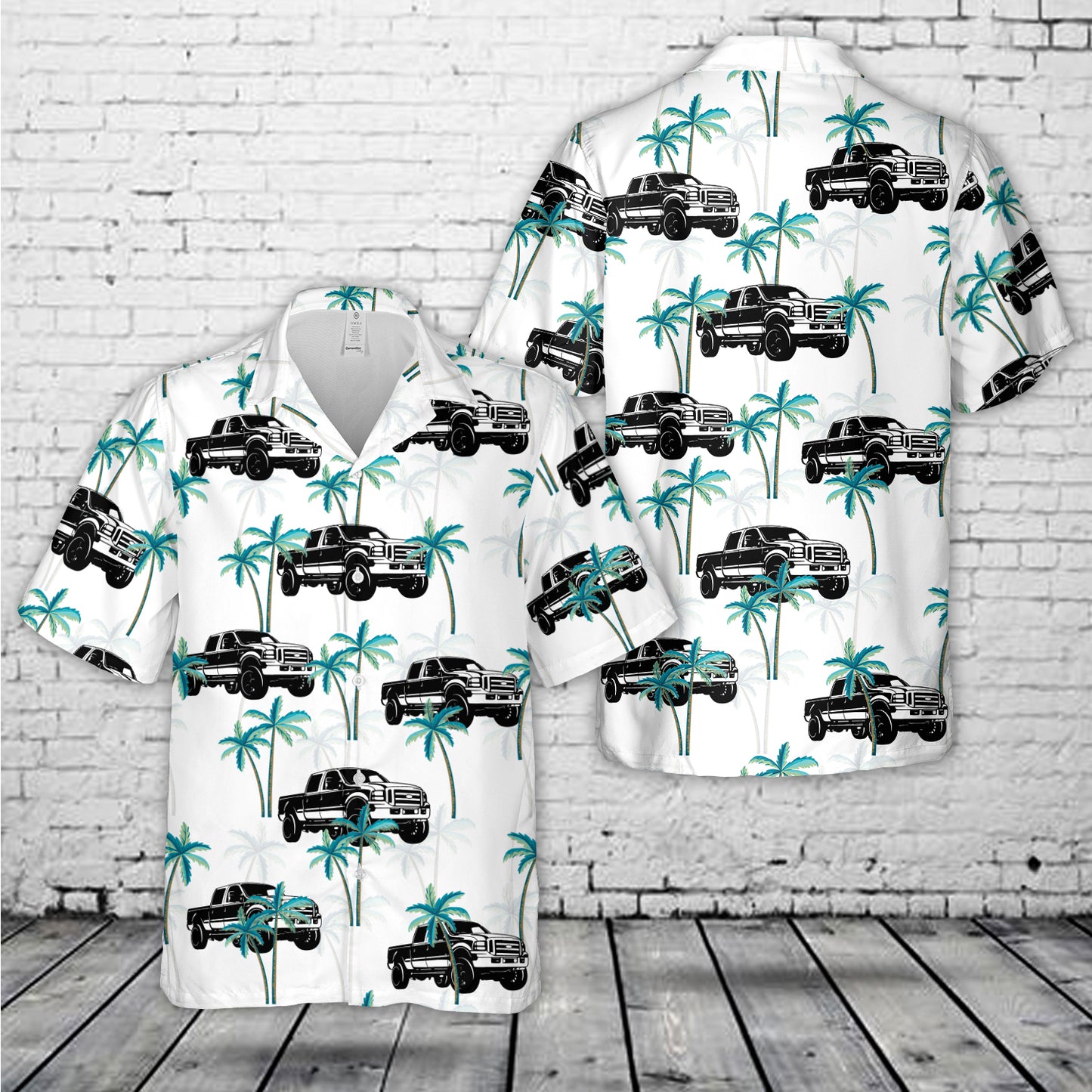 Ford F250 Truck Silhouette Hawaiian Shirt