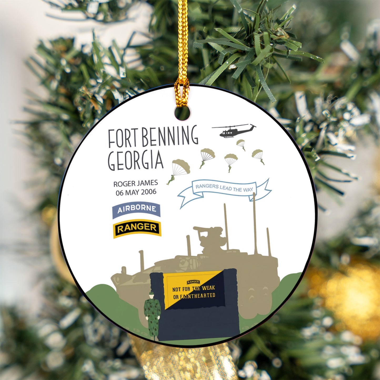 Fort Benning Georgia Ranger School Graduation Military Base Ceramic Ornament