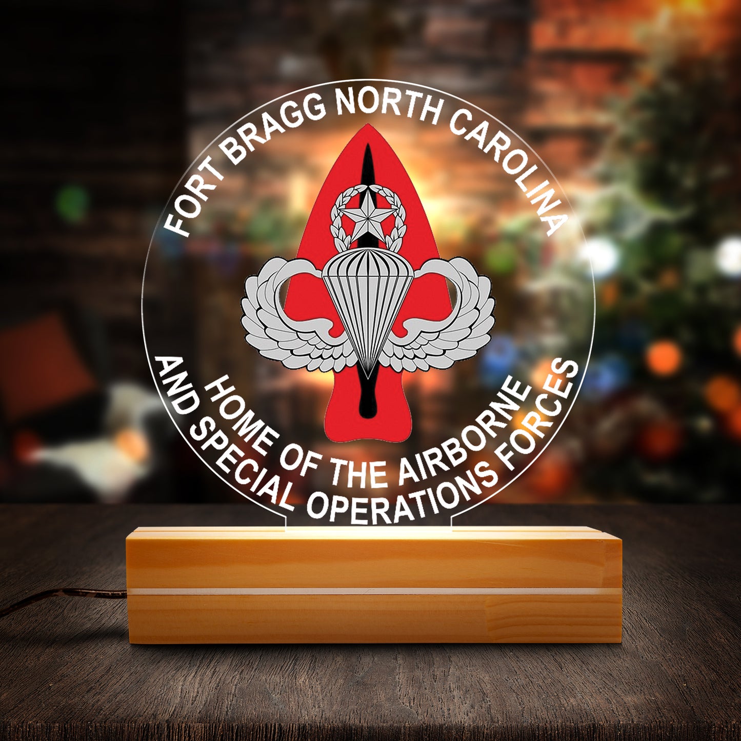 Fort Bragg Home Of The Airborne And Special Operations Forces Custom Shape Photo Night Light