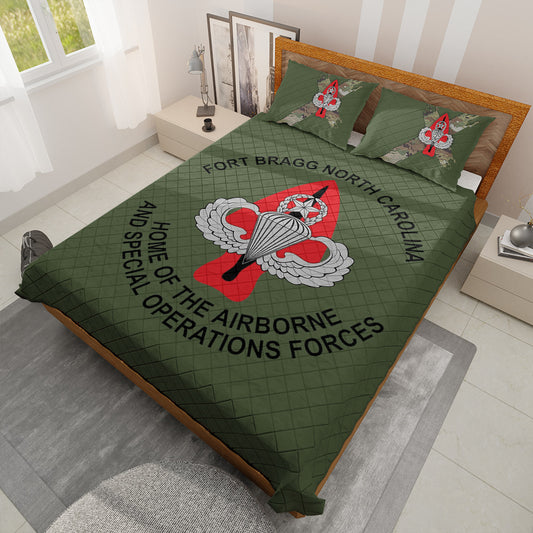 Fort Bragg Home Of The Airborne And Special Operations Forces Quilt Bedding Set