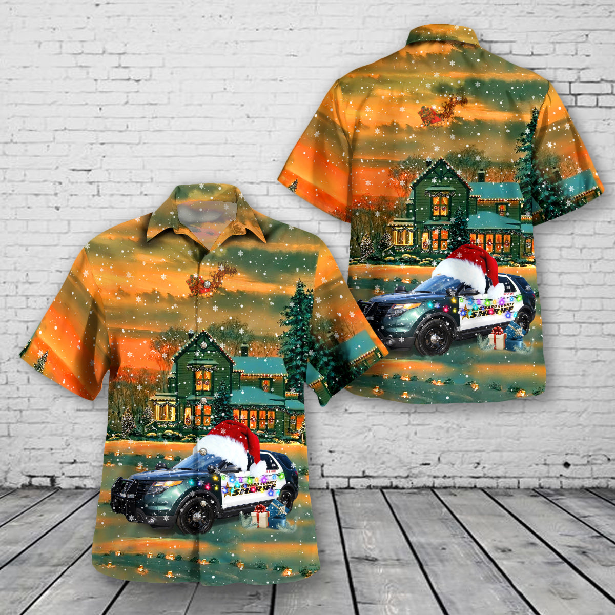 Fort Lauderdale, Florida, Broward County Sheriffs Office K-9 Ford Police Interceptor Utility Christmas Hawaiian Shirt