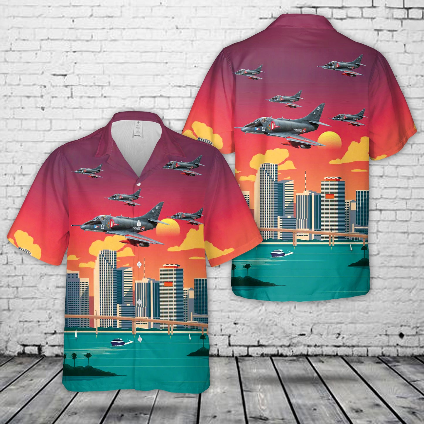 French Navy A4D-2F 'Skyhawk' Hawaiian Shirt