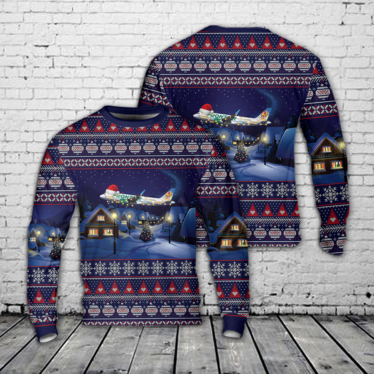 Frontier Airlines Airbus A320-251N Christmas AOP Sweater
