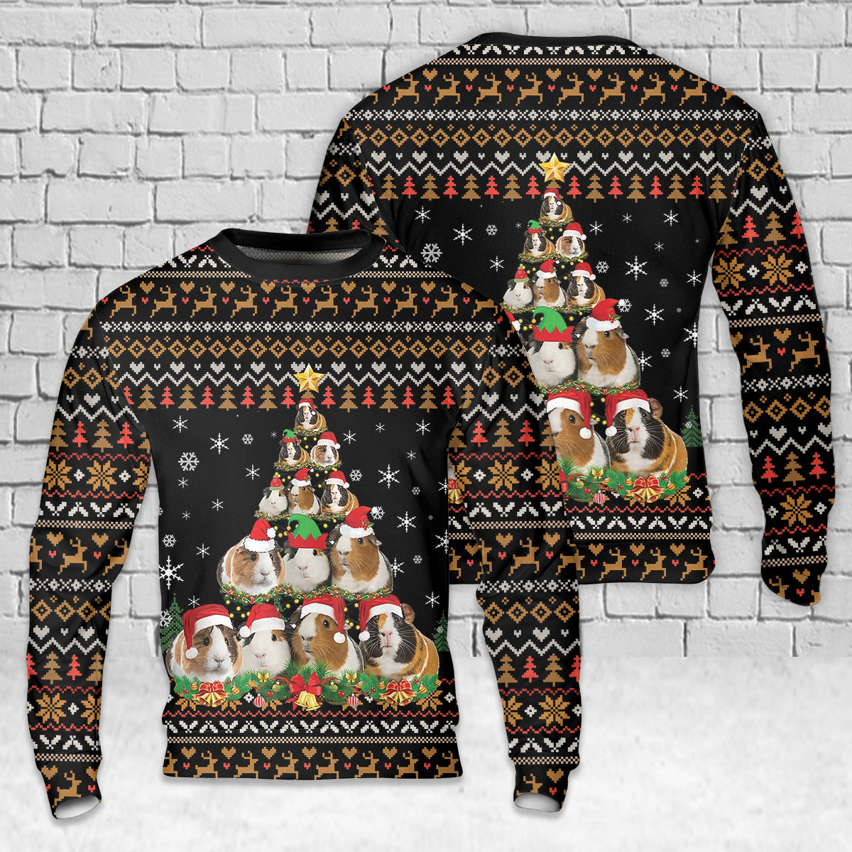 Funny Guinea Pig Christmas Tree Christmas AOP Sweater