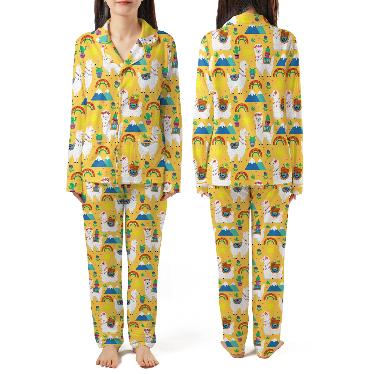 Funny Llama Cacti AOP Pajamas Set