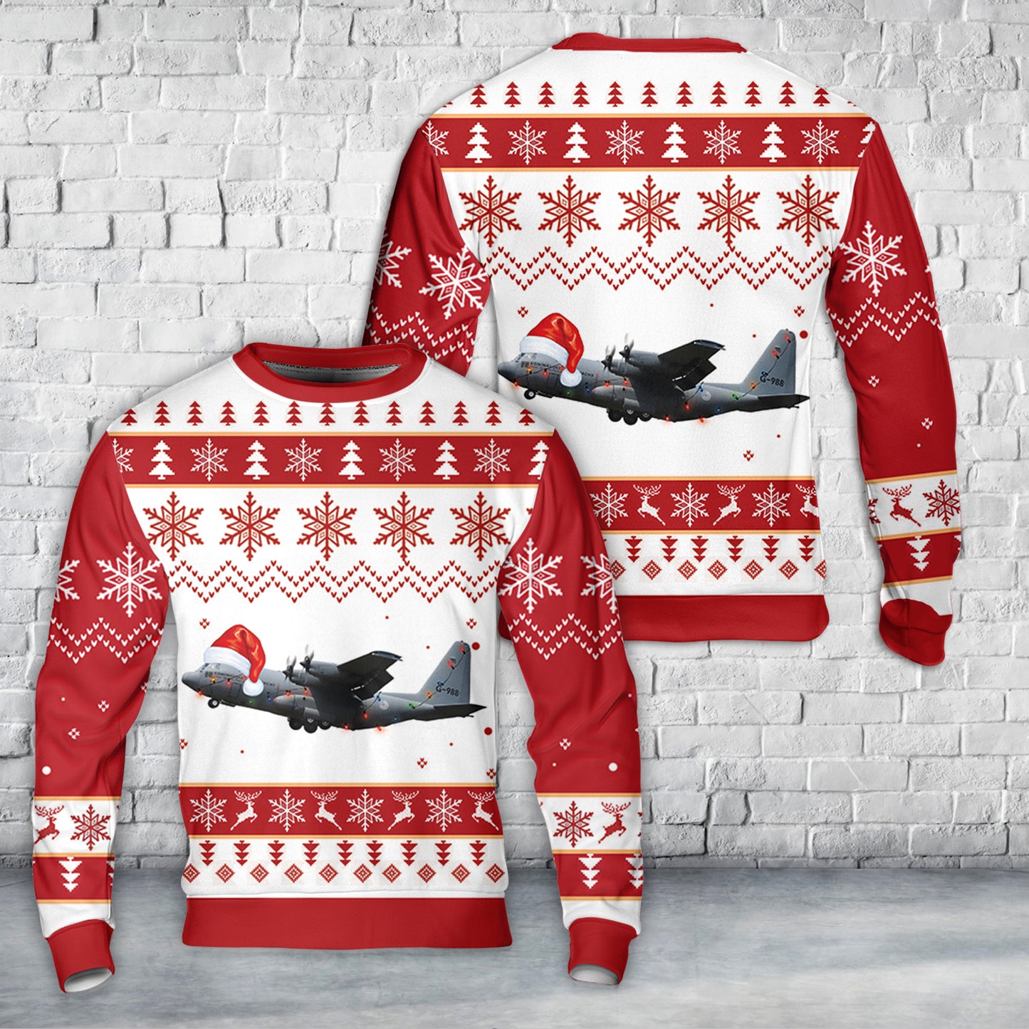 G-988 Royal Netherlands Air Force Lockheed C-130H Hercules (L-382) Christmas AOP Sweater