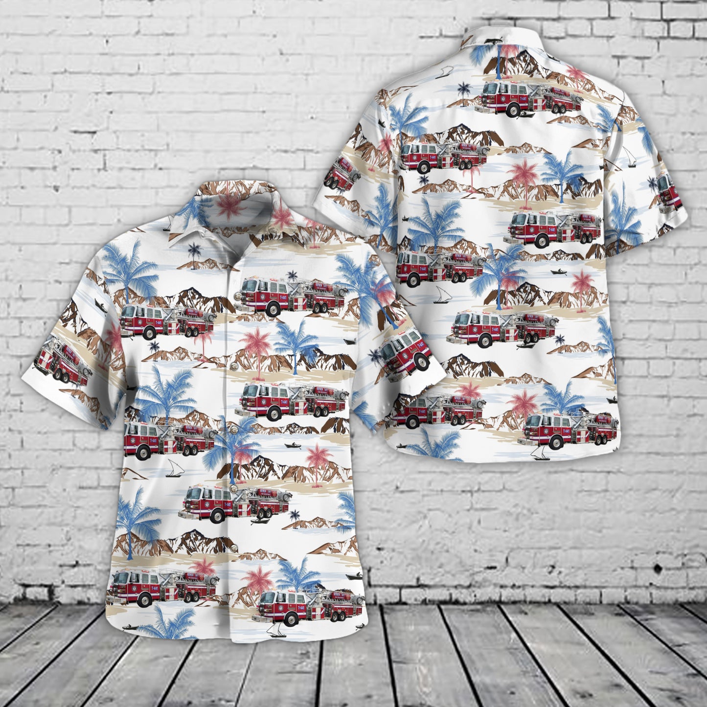 Genoa Township Fire Department Truck 441 Delaware County, Ohio Hawaiian Shirt