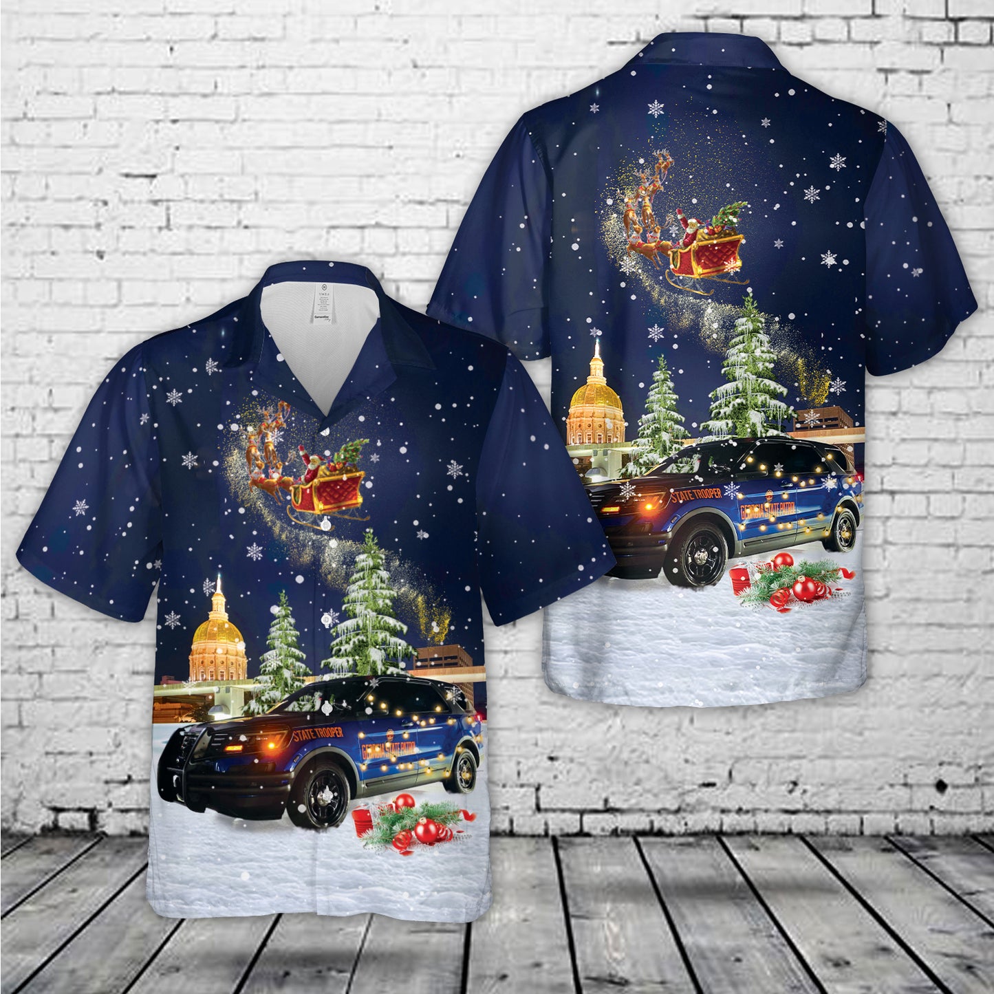 Georgia State Patrol Vehicles Christmas Hawaiian Shirt
