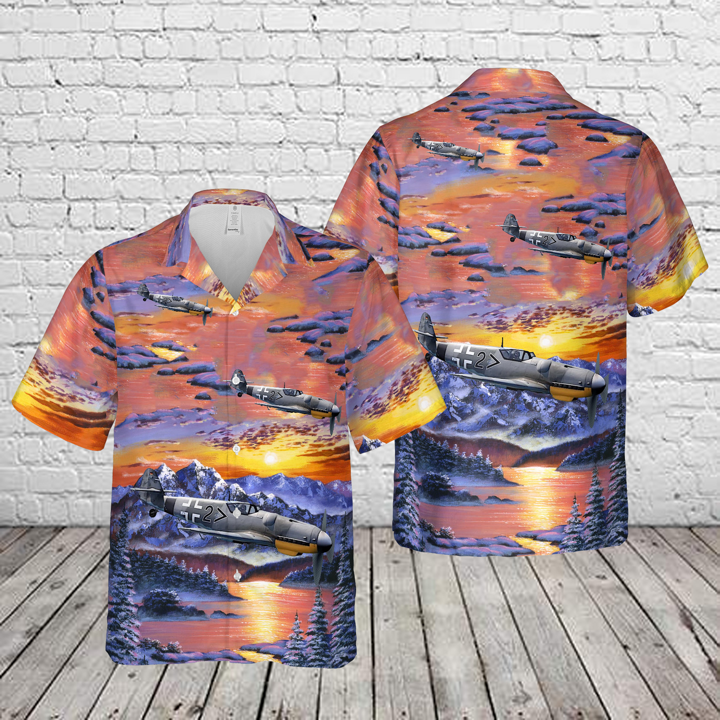 German Air Force Messerschmitt Bf 109 Fighter Aircraft In WW2 Hawaiian Shirt