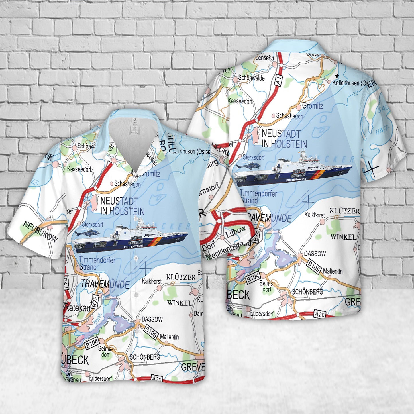 German Federal Coast Guard BP 81 Potsdam And EC155 Hawaiian Shirt