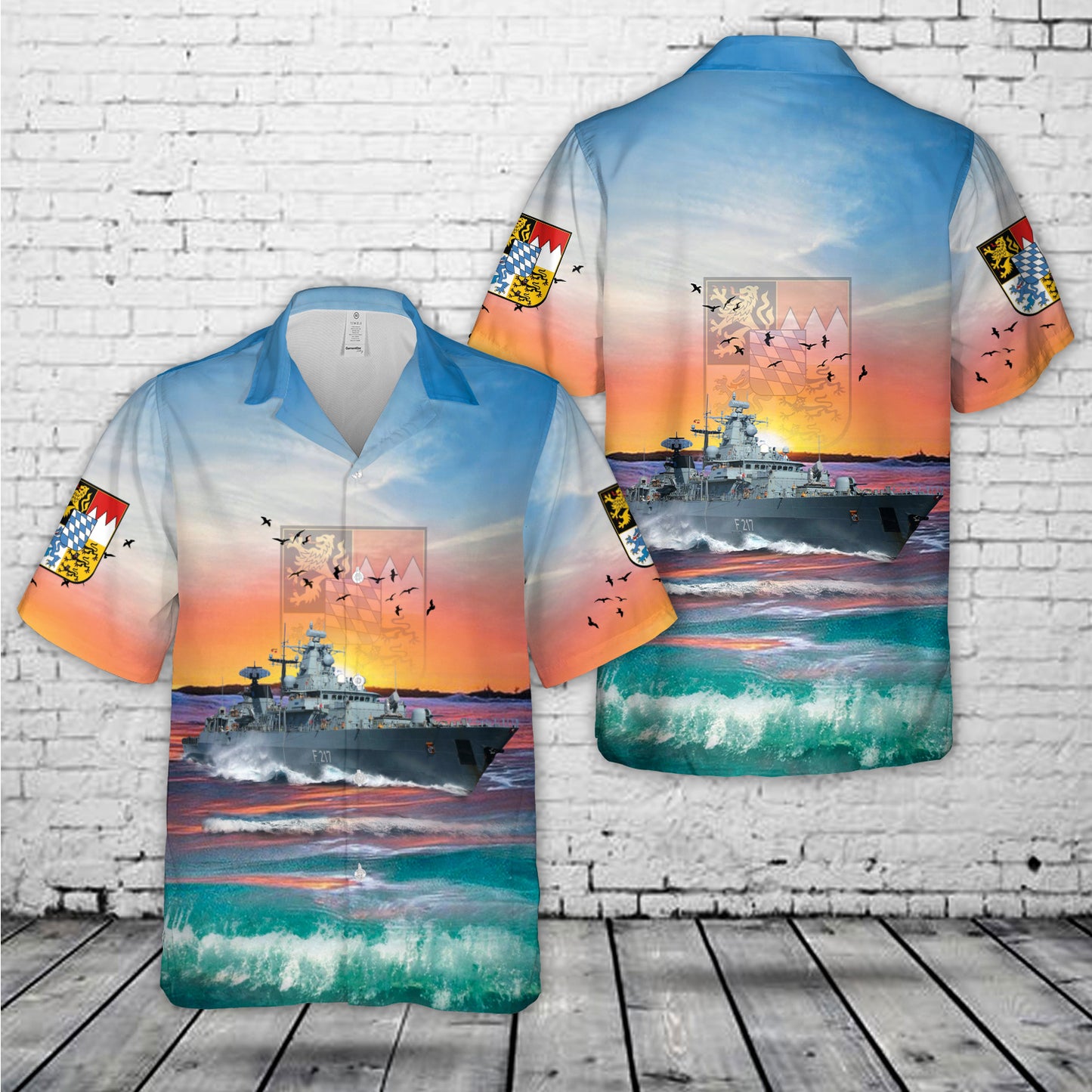 German Navy F-217 FGS Bayern Pocket Hawaiian Shirt