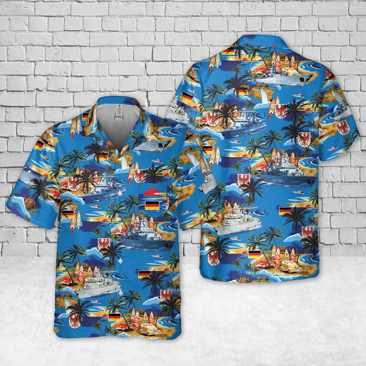 German Navy Frigate F 215 FGS Brandenburg Pocket Hawaiian Shirt