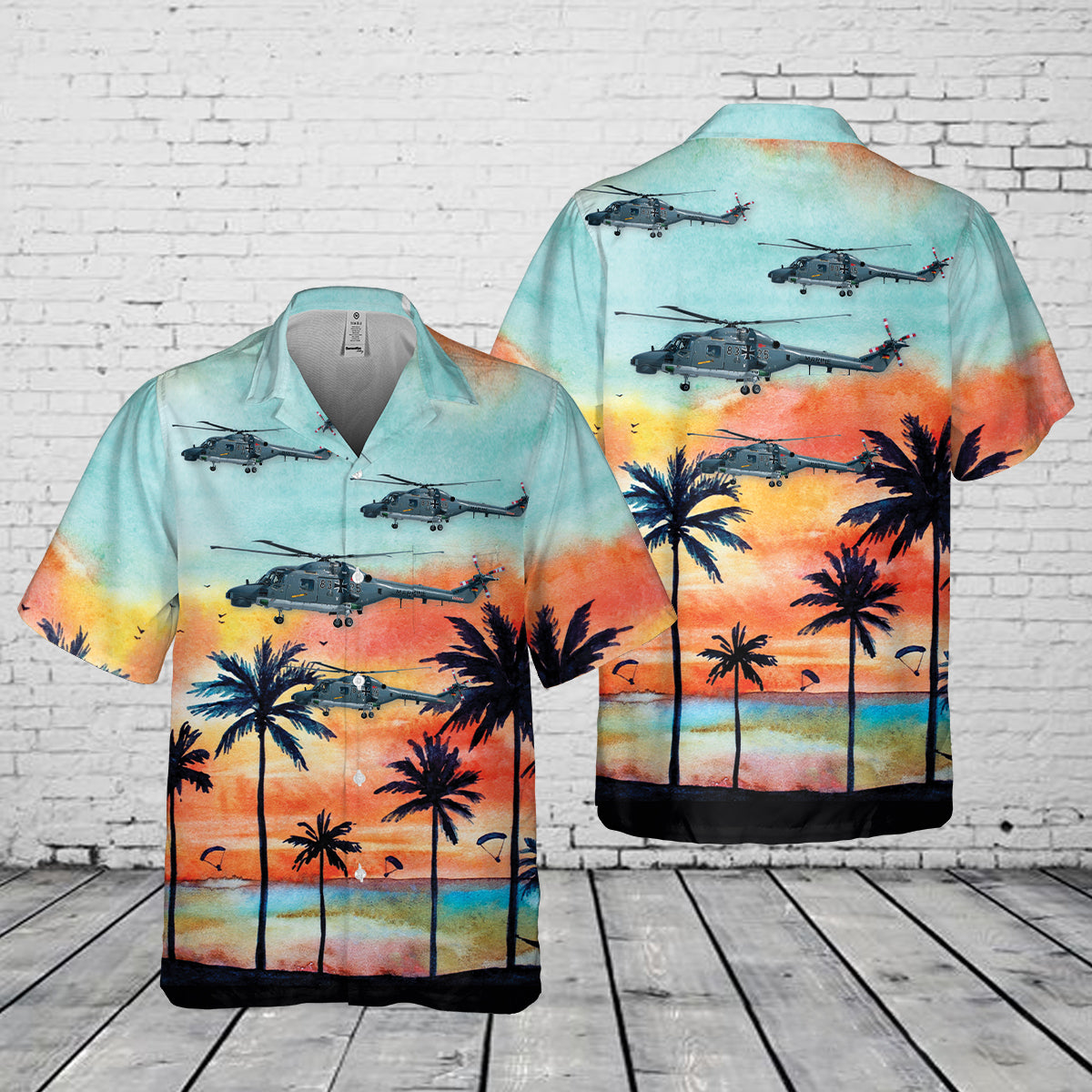 German Navy Westland WG-13 Super Lynx Mk88a Pocket Hawaiian Shirt