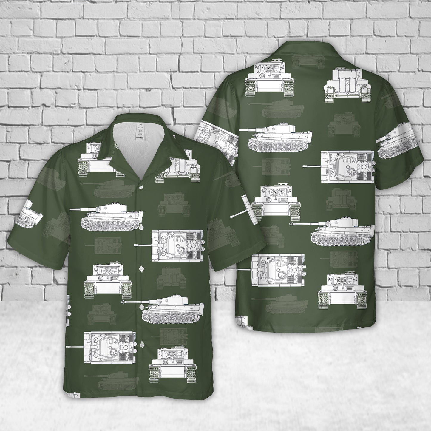 German Pz-VI Tiger Tank Silhouette Hawaiian Shirt