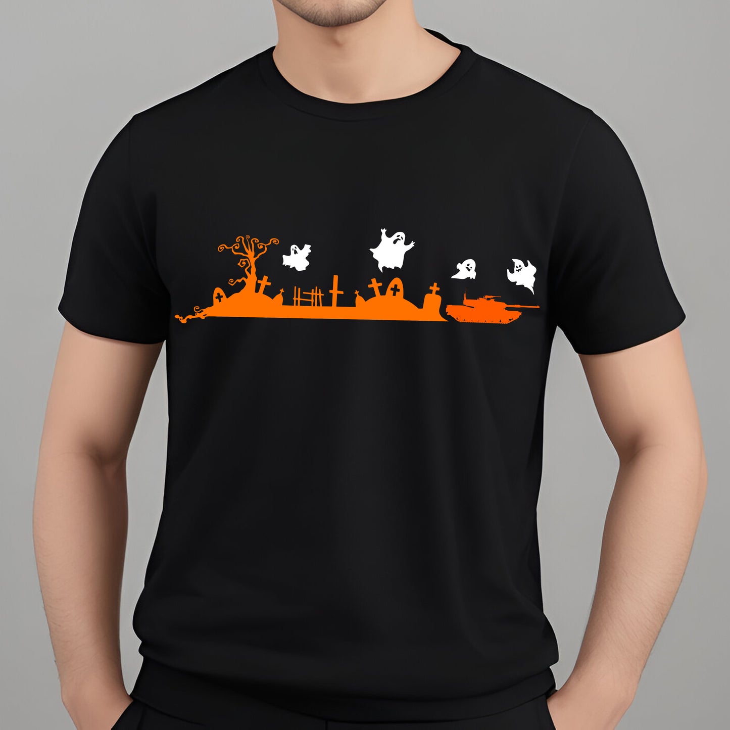 Ghost Graveyard Hidden Easter Egg M1 Abrams Tank Classic Unisex T-Shirt Gildan 5000 (Made In US)