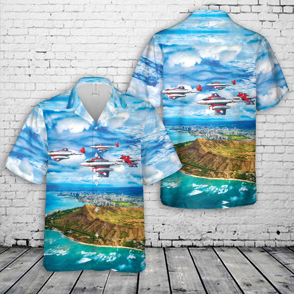 Gloster Meteor Mk.8 Dutch Air Force Ruiten Vier Demo Team Hawaiian Shirt