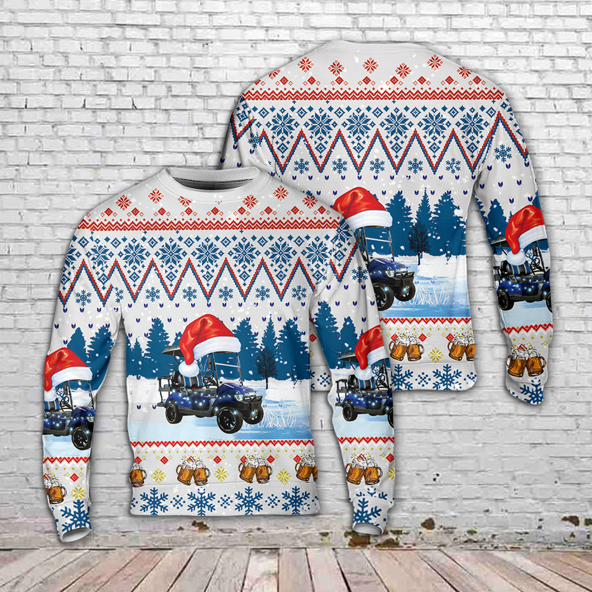 Golf Cart & Beer Christmas AOP Sweater