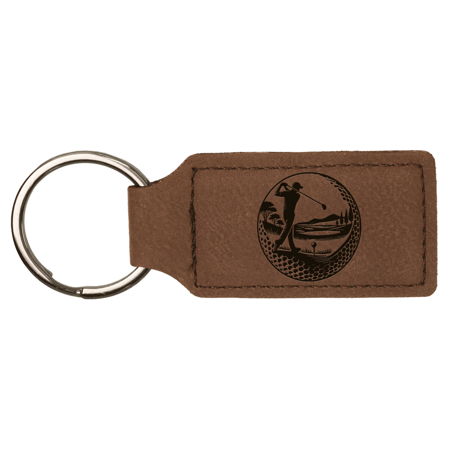 Golf Rectangle Leatherette Keychain (Made in US)