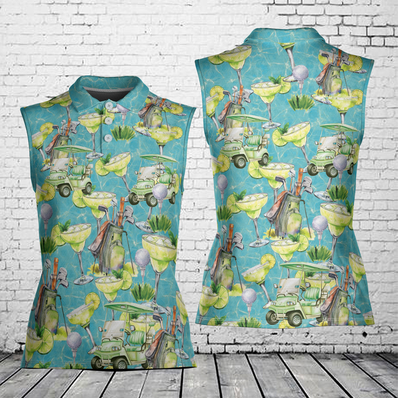 Golf and margaritas lover Women's Sleeveless Athleisure Polo Shirt