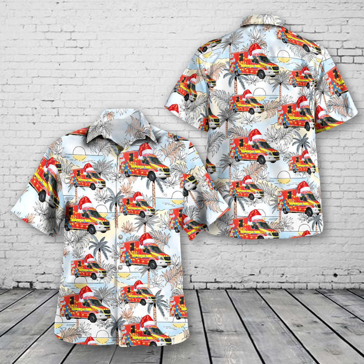 Grand-Ducal Fire and Rescue Corps of Luxembourg CGDIS Ambulance Christmas Hawaiian Shirt