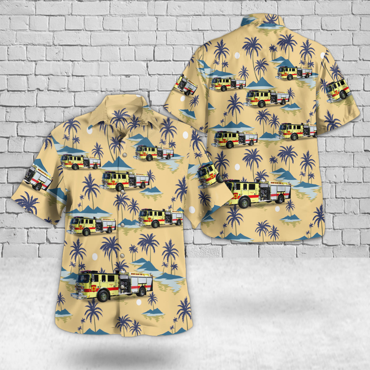 Grand Blanc, MI Fire Department 2004 Pierce Dash Engine 21 Hawaiian Shirt